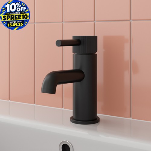 Matt black basin - black, tap