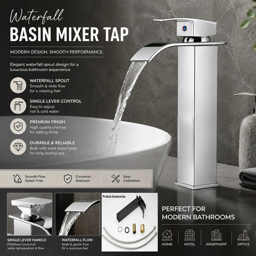 Waterfall basin mixer tap - mixer,