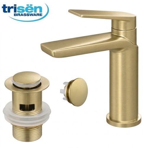 Brushed brass basin - basin, tap
