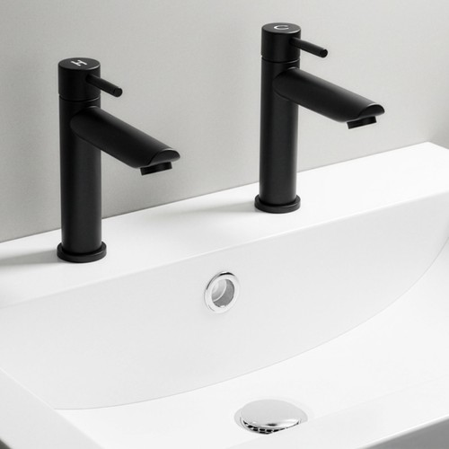 Black basin pillar - taps, pair