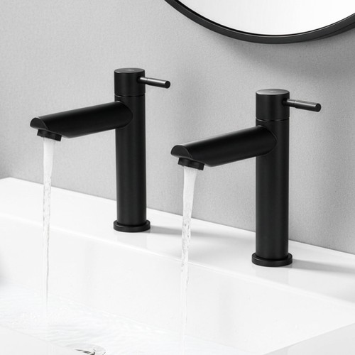 Round cloakroom taps black - round,