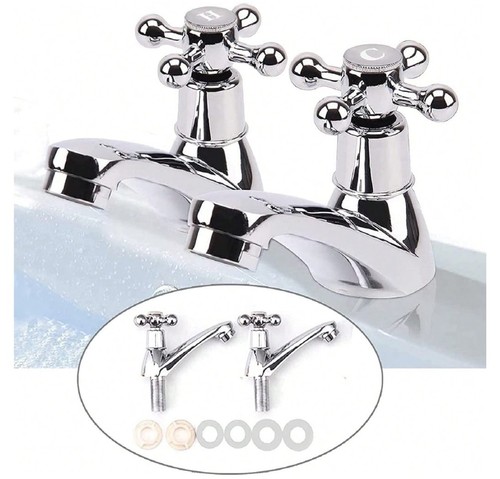 Twin taps set hot - and, cold
