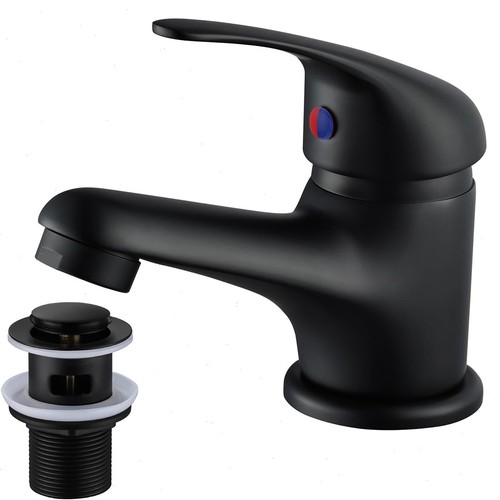 Black basin mixer tap - basin, bathroom